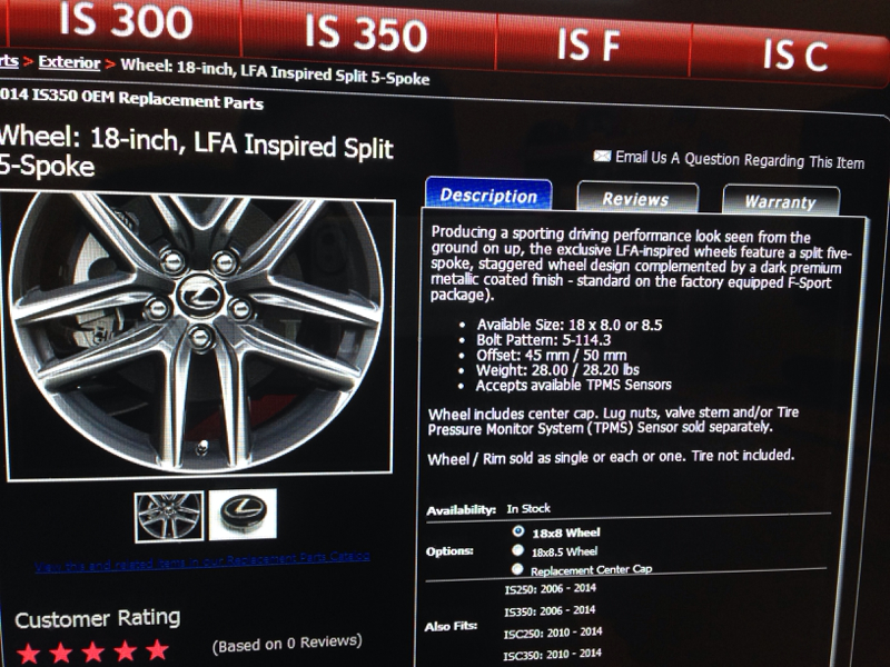 2011 lexus is 350 awd tire size