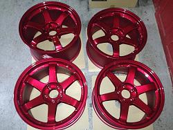 Te37 hyper Red 18x10+30 18x11+17 with tires-img_6678.jpg