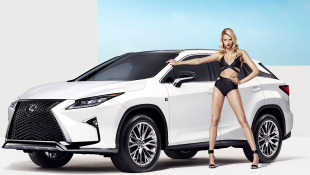 SI Swimsuit Cover Model Poses With Lexus RX
