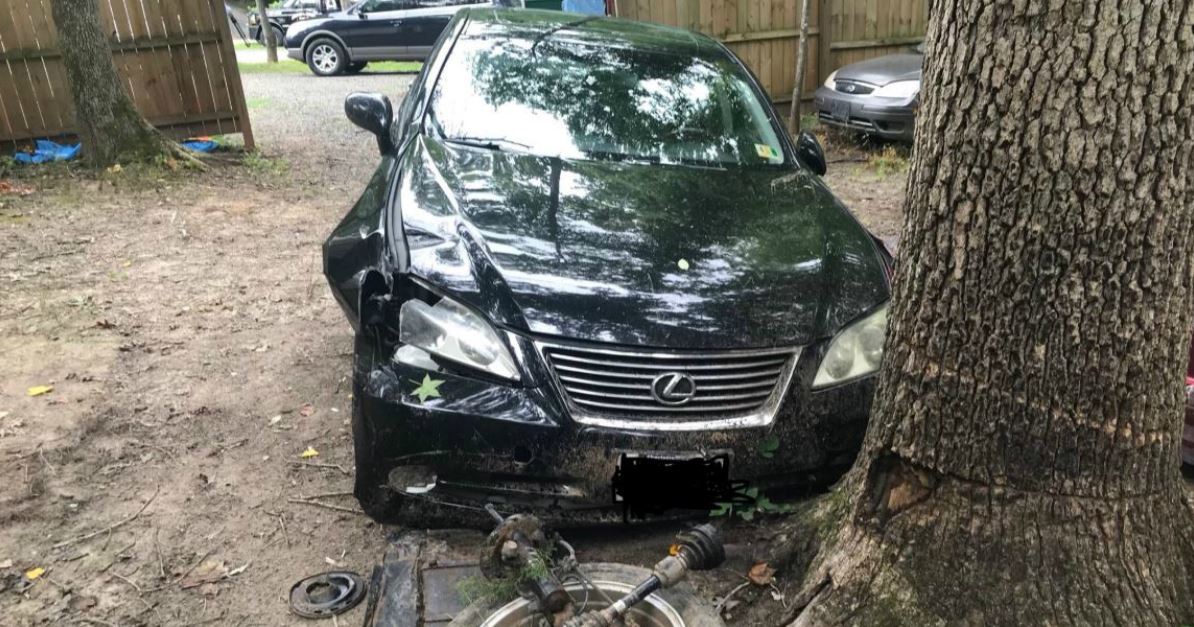 10 year old trashes Lexus after joyride