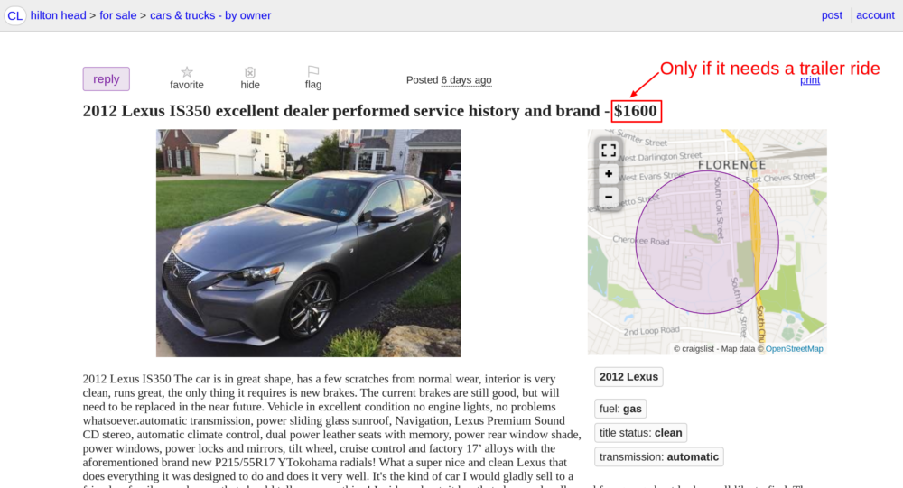 Looking To Buy A Used Lexus Is 350 Beware This Craigslist Scam Clublexus