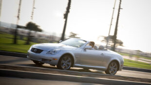 2010 Lexus SC 430 Convertible Sports Car driving down California Highway